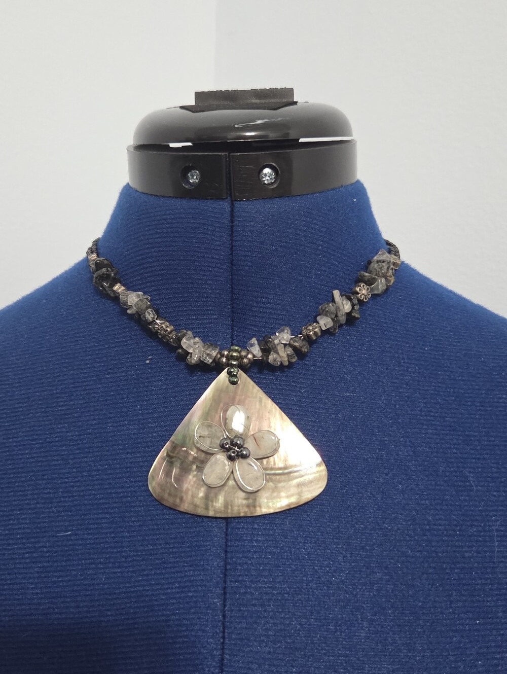 Y2K Black Beaded Seashell Mermaid Necklace
